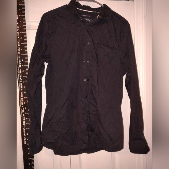 Kenneth Cole Men's Dark Button-Up Shirt Casual Black White Slim Fit Dress Shirt - Picture 1 of 10